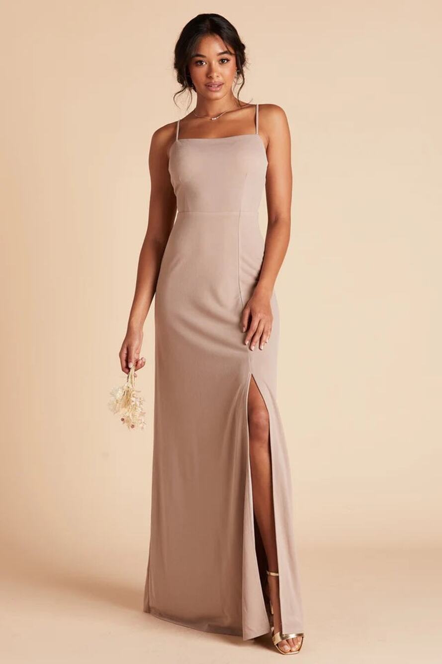 1278 NWT Birdy Grey Benny Crepe Bridesmaids Dress Taupe Size Small